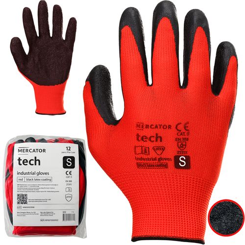 rękawice robocze mercator tech red+black latex - s - 12 par na Arena.pl