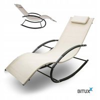 Leżak Ogrodowy beżowy na taras ogród Solidny na płozach bujany