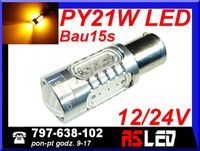 żarówka LED PY21W bau15s kierunki USA przebija czerwony klosz odp 45W