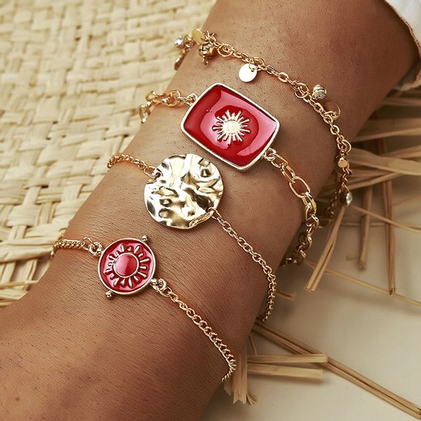 Złoty ZESTAW BRANSOLETEK BOHO RETRO PUNK 17 zdjęcie 4