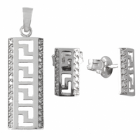 SREBRNY KOMPLET Z WZOREM GRECKIM SREBRO PRÓBY 925 Z CYRKONIAMI