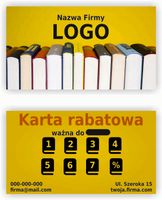 Karty stałego klienta RABATOWE 120 szt TWOJE LOGO nazwa firmy KSIĘGARNIA