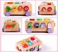 Drewniana kostka EDUKACYJNA SENSORYCZNA SORTER KLOCKI ZWIERZĘTA ZESTAW