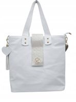 Laura Biaggi - torebka shopper biały groszek breloczek serce i chwost M241