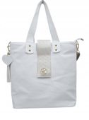 Laura Biaggi - torebka shopper biały groszek breloczek serce i chwost M241