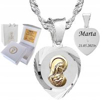 SREBRNY ŁAŃCUSZEK KOMUNIJNY I MEDALIK Z POZŁACANĄ PASYJKĄ SREBRO 925 40 CM