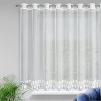 Firana na przelotkach z koronką SADIE 300X150 biała