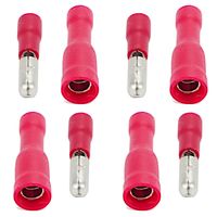 Zestaw 4 pary konektor rurkowy 4 męskie + 4 żeńskie czerwony 16-22 AWG
