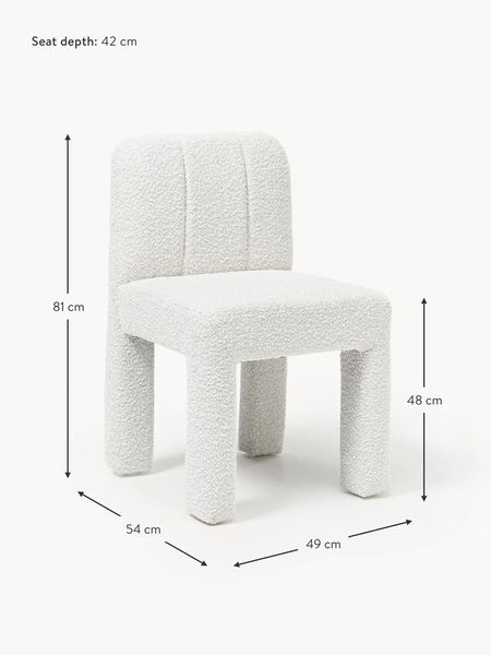 Krzesło tapicerowane Bouclé Lukas Białe zdjęcie 7