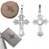 Krzyżyk srebrny św.benedykt oksydowany SREBRO 925