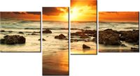 100 55CM OBRAZ 4 ELEM WSCHÓD SŁOŃCA WZBURZONYM OCEANEM PŁÓTNO DRUK