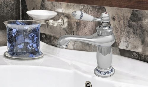 Bateria umywalkowa stojąca retro chrom łazienkowa srebrna kran YOKA HOME na Arena.pl