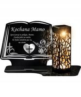 Personalizowany Znicz Solarny Ażurowy LED XL Księga Ze Srebrnym Zdobieniem