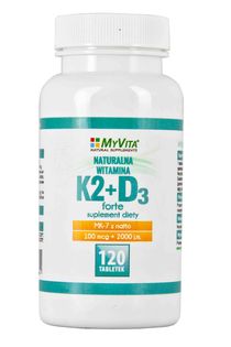Witamina K2 MK-7 K2MK7 + D3 100mcg+2000IU 120 tabletek MyVita