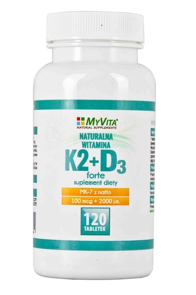 Witamina K2 Mk 7 K2mk7 D3 100mcg2000iu 120 Tabletek Myvita