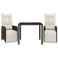 3-cz. zestaw ogrodowych mebli bistro, brązowy, polirattan