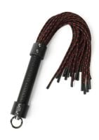 skórzany flogger z supłami hidden desire 55 cm czarno czerwony