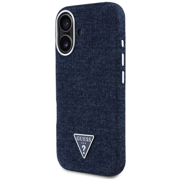 Etui Guess Denim Triangle Logo MagSafe do iPhone 16 niebieski zdjęcie 2