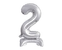 balon foliowy cyfra stojaca srebrna "2" urodziny