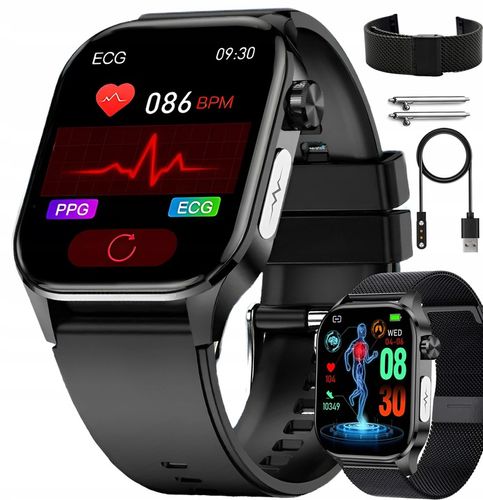 SMARTWATCH MĘSKI Zegarek EKG FUNKCJA POMIARU CUKRU AMOLED CIŚNIENIE ROZMOWY na Arena.pl