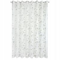 Firana gotowa na przelotkach BESSY 350x250 biała oliwkowe kwiaty