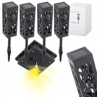 Lampa solarna ogrodowa ażurowa latarenka lamion LED czujnik zmierzchu 4 szt