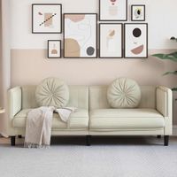 Sofa 3-osobowa z poduszkami, kremowa, aksamit