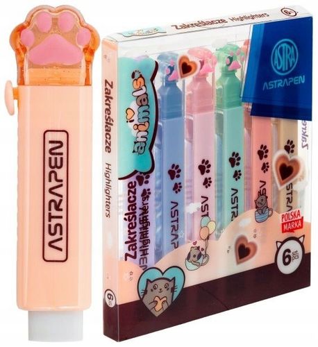 zakreślacze z łapkami astrapen animals choco - 6 na Arena.pl