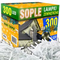 SOPLE LAMPKI CHOINKOWE CHOINKĘ ZEWNĘTRZNE WATERPROOF 300 LED + FLASH CIEPŁE