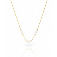 naszyjnik stal szlachetna pozłacana 14k złotem, perełki nst2216