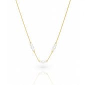 naszyjnik stal szlachetna pozłacana 14k złotem, perełki nst2216