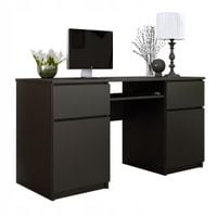 Biurko Zoe 135 cm Szuflady Drzwi Półki Do Biura Szkolne Czarne Mat