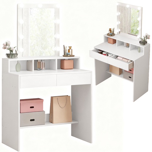 TOALETKA DO MAKIJAŻU WIZAŻU KOSMETYCZNA LOFT Z LUSTREM LED NOWOCZESNA 80 CM na Arena.pl