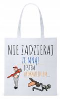 Dla Hydraulika Prezent Torba Eco Biała Shopper Z Nadrukiem Ze Zdjęciem