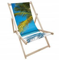 Leżak Drewniany WAKACYJNY PLAŻA MORZE PALMA Ogrodowy Plażowy Bukowy
