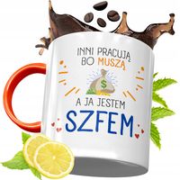 Kubek Pomarańczowy Dla Szefa Prezent Z Nadrukiem Ze Zdjęciem