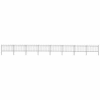 Ogrodzenie z zaokrąglonymi końcami, stalowe, 13,6 x 1 m, czarne