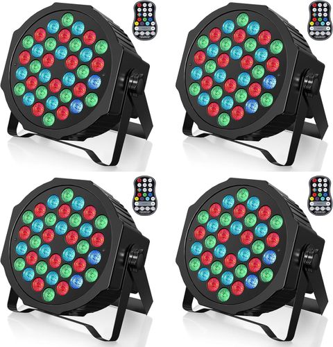 Lampy LED Disco RGB ZQ01104 oświetlenie dyskotekowe 7 trybów zestaw 4 szt. na Arena.pl