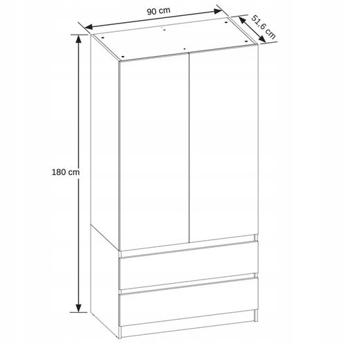 SZAFA DĄB WOTAN BIAŁA GARDEROBA DUŻA NA UBRANIA OTWIERANA 2 SZUFLADY na Arena.pl