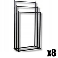 Stojak na ręczniki czarny 3 szczeble wolnostojący zestaw 8 szt