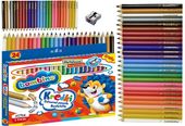 Kredki Bambino 24 kolory GRUBE złota + srebrna + GRATIS temperówka metalowa