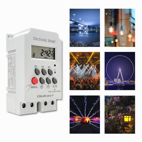 Qoltec Elektroniczny programator czasowy PC0629 na szynę DIN LCD na Arena.pl