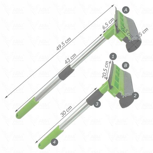 Ściągaczka z gąbką teleskopowa 49 cm gąbka z mikrofibry DUŻA do mycia SZYB na Arena.pl