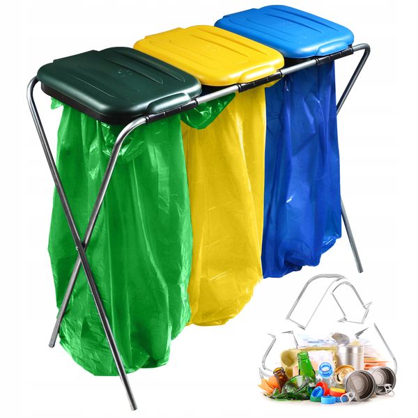 KADAX Stojak Na Worki Do Segregacji Śmieci 3x120L zdjęcie 1