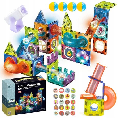 KLOCKI MAGNETYCZNE 3D Konstrukcyjne Magnetic TOR KULKOWY ŚWIECĄCY 75 el. na Arena.pl