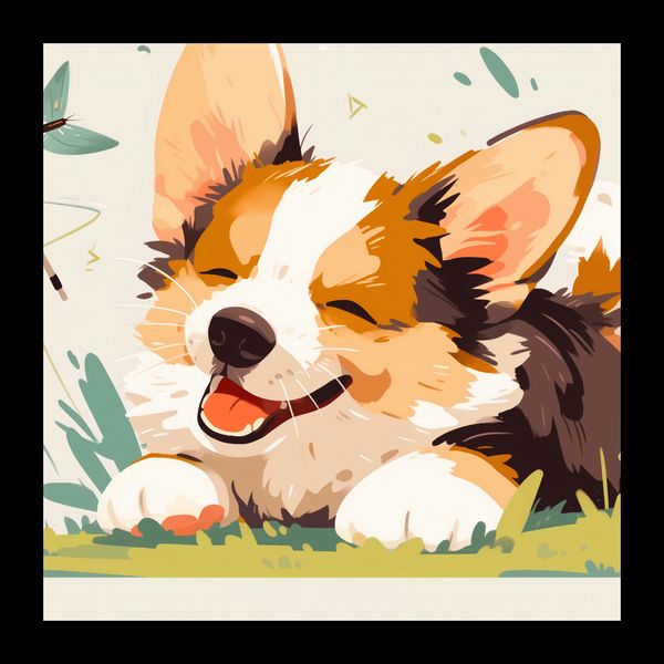 Plakat 20x20cm Beztroski Corgi zdjęcie 2