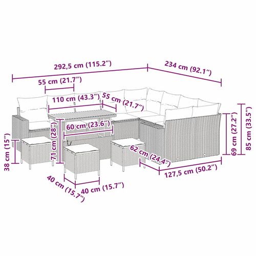 Zestaw Sof na Ogród 13 pcs Beżowy polirattan na Arena.pl