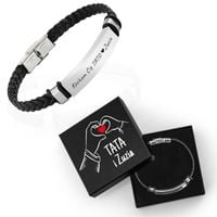 Bransoletka Męska z Grawerem Skórzana Prezent na Dzień Ojca dla Taty