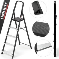 Drabina domowa stalowa jednostronna składana HIGHER 5 stopni 150kg