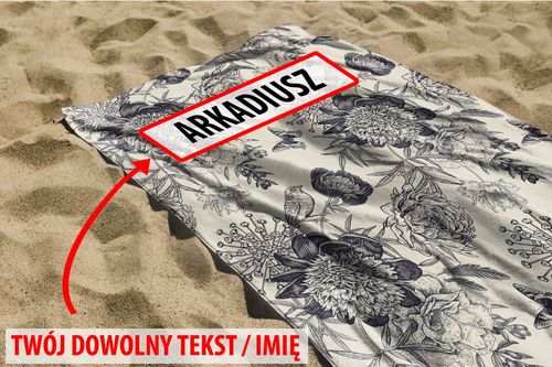 RĘCZNIK Czarne kwiaty z twoim dowolnym tekstem 150x70 014H na Arena.pl